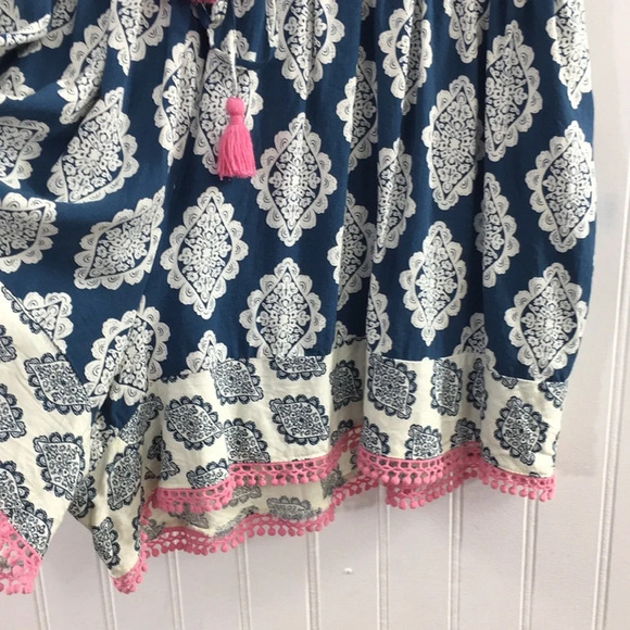 Matilda Jane Blue Pink Geo Print Tassel Romper Womens‎ Large Short Sleeve Boho - Picture 4 of 12